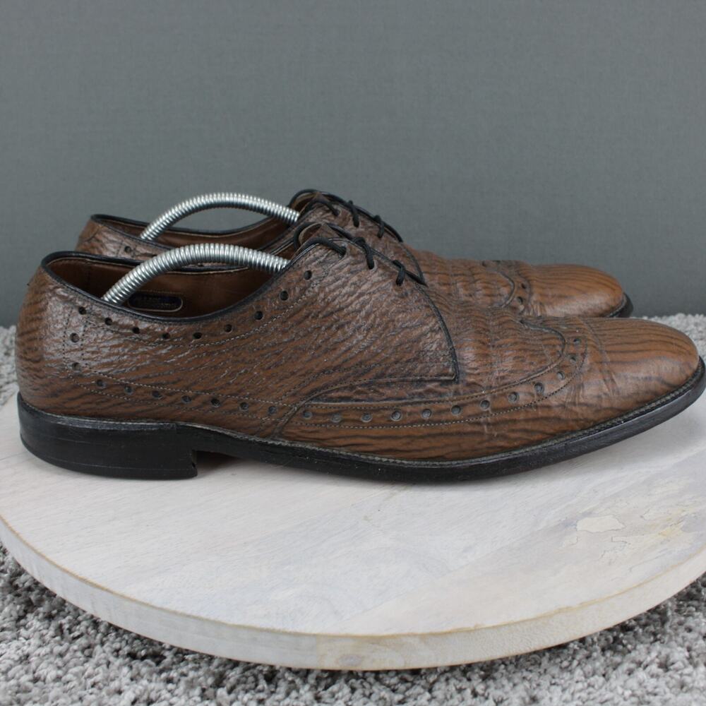 Allen Edmonds Nassau Sharkskin Mens 14 AAA Brown Leather Oxford Dress